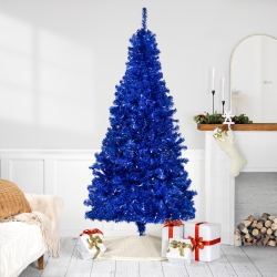 NORTHLIGHT Pre-Lit Artificial Tinsel Christmas Tree - 7' - - Clear Lights In Blue