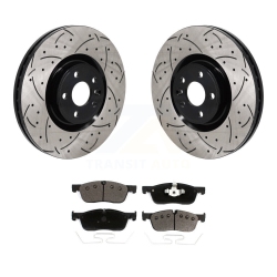 TRANSIT AUTO Front Drill Slot Brake Rotor Ceramic Pad Kit for Land Rover Discovery Sport Jaguar E-Pace Kdt-101323