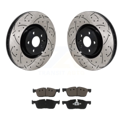 TRANSIT AUTO Front Drill Slot Brake Rotor Ceramic Pad Kit for Land Rover Discovery Sport Jaguar E-Pace Kdc-101141