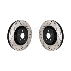 Front Drilled Slot Brake Rotor Pair for 2019-2024 Ford Edge 2.7L With Painted Calipers KD-100700 in Red