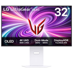 LG UltraGear 32" Dual Mode (4K UHD 240Hz, FHD 480Hz) 0.03ms GTG OLED G-Sync FreeSync Gaming Monitor - Purple Grey