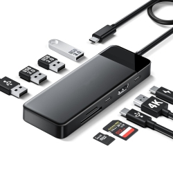 NIERBO 9-In-1 USB C Hub Multiport Adapter, USB C Dongle \w 4K HDMI for Macbook Pro Air, 3 USB 3.0 5GBps Port, Type C Data Port, 100W Pd, Sd/tf Card