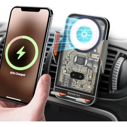 YOULIGHTS Wireless Car Charger & Phone Holder, 15W Fast Charging, Auto-Clamping, Qi-Certified, Universal Air Vent Mount, Compatible \w Iphone, Galaxy