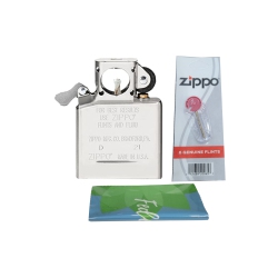 ZIPPO Chrome Pipe Lighter Insert (65846) Plus Six Bonus Flints And A Microfiber Cleaning Cloth