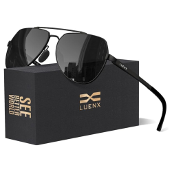 PRIME MADE Luenx Trendy Aviator Polarized Sunglasses for Men Women, Metal Frame Sun Glasses Uv 400 Protection Driving Fashion In Multicolor