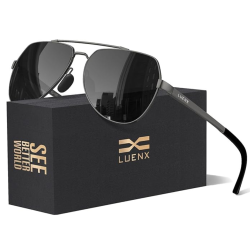 LUENX Trendy Aviator Polarized Sunglasses for Men Women, Metal Frame Sun Glasses Uv 400 Protection Driving Fashion In Multicolor