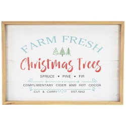 NORTHLIGHT Framed Farm Fresh Christmas Trees Wooden Wall Sign - 18.75" X 13