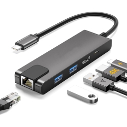 NIERBO USB C Ethernet Hub-1000Mbps, 5 In 1 USB C Dongle USB C Multiport Adapter \w HDMI 4K, 2 USB 3.0, 100W Pd, USB C Dock for Macbook Pro/air M1