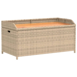 VIDAXL Storage Bench Mix 100X50X52 Cm Poly Rattan And Acacia Wood In Beige
