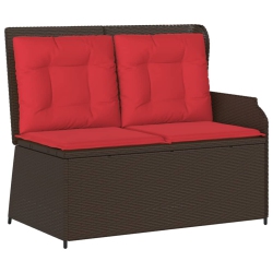 VIDAXL Reclining Garden Bench With Cushions Poly Rattan In Brown