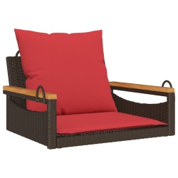 VIDAXL Swing Bench With Cushions 63X62X40 Cm Poly Rattan In Brown