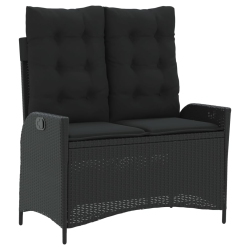 VIDAXL Reclining Garden Bench With Cushions Poly Rattan In Black