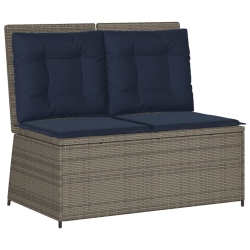 VIDAXL Reclining Garden Bench With Cushions Poly Rattan In Grey