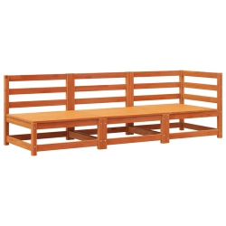 VIDAXL Garden Sofa 3-Seater Wax Solid Wood Pine In Brown