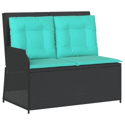 VIDAXL Reclining Garden Bench With Cushions Poly Rattan In Black
