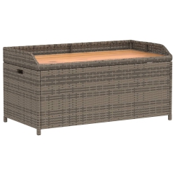 VIDAXL Storage Bench 100X50X52 Cm Poly Rattan And Acacia Wood In Grey