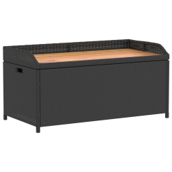 VIDAXL Storage Bench 100X50X52 Cm Poly Rattan And Acacia Wood In Black