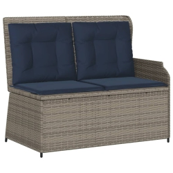 VIDAXL Reclining Garden Bench With Cushions Poly Rattan In Grey