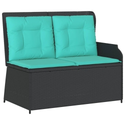 VIDAXL Reclining Garden Bench With Cushions Poly Rattan In Black