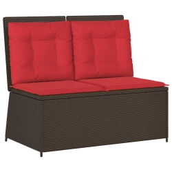 VIDAXL Reclining Garden Bench With Cushions Poly Rattan In Brown