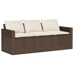 VIDAXL Garden Sofa With Cushions 3-Seater Poly Rattan In Brown