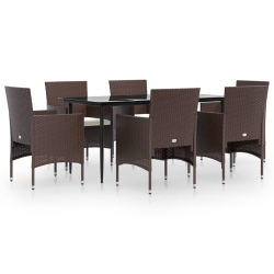 VIDAXL 7 Piece Garden Dining Set With Cushions And Black In Brown