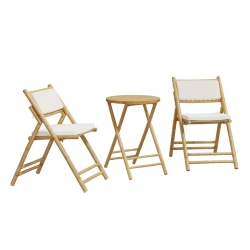 VIDAXL Folding Bistro Set 3 PCs With Cushions Bamboo