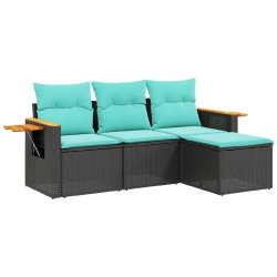 VIDAXL 4 Piece Garden Sofa Set With Cushions Poly Rattan In Black