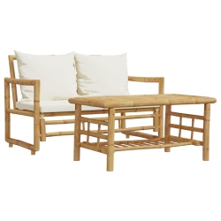 VIDAXL 2 Piece Garden Sofa Set With Cushions Bamboo