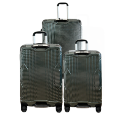 TRAVLR Textured Print 3 Piece (20"25"29") Hardside Luggage Set Expandable, Anti-Scratch, Mute Eight Wheels Wheels And Tsa Lock- In Green