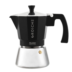 GROSCHE Milano Induction Stovetop Espresso Maker, Stainless Steel Moka Pot - 6 Espresso Cups In Black