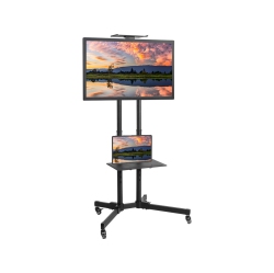SECURLINK 37"-70" Versatile & Compact Tv Cart Tv Mount Up to 50Kg(100Lb) With Camera Shelf, Weight Up to 10Kg (22Lbs) & DVD/av Shelf