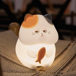 YOULIGHTS Cute Cat Silicone Night Light 7 Colors Changeable 3 Brightness Rechargeable Timing Sleeping Lamp Kawaii Cordless Night Lights for Kids Room