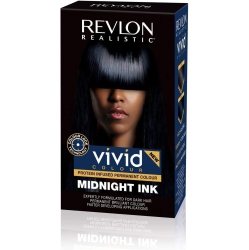REVLON REALISTIC Vivid Colour Protein Infused Permanent Color Hair Dye With Color Lock Technology, Midnight Ink 110Ml