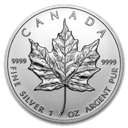 BORDER GOLD 1 OZ Canadian Maple Leaf Coin (Random Year) In Silver