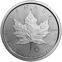BORDER GOLD 1 OZ Canadian Maple Leaf Coin (Random Year) In Platinum