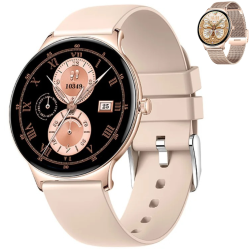 TUTT Classic Smartwatch for Women Men Amoled 1.43” | Ultra-Thin Frame | Always-On-Display | Fitness Health Tracker V89 Pro | Two Straps: Steel &