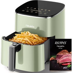 FABULETTA Air Fryer 6Qt(5.7L), 11-In-1 Less Oil Airfryer Oven, Max 450℉, One-Touch Digital Control Presets, Glass Panel, Quiet Operation
