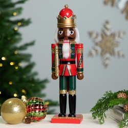 NORTHLIGHT African American Nutcracker King Christmas Figure - 14.25" - And Green In Red