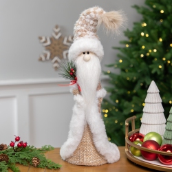 NORTHLIGHT Santa Gnome Holding Pine Sprigs In Plush Winter Hat Christmas Figure - 19