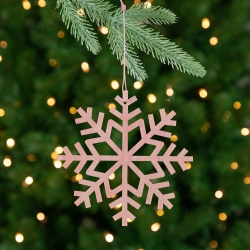 NORTHLIGHT Wooden Snowflake Christmas Ornaments - 4.75" - - Set Of 4 In Pink