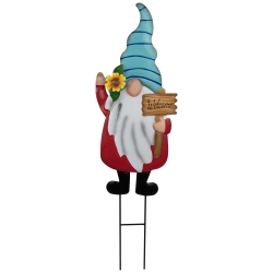 NORTHLIGHT Welcome Gnome Outdoor Garden Stake - 22" - In Red