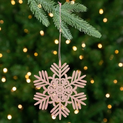 NORTHLIGHT Snowflake Shaped Cut-Out Wooden Christmas Ornaments - 4.75" - - Set Of 4 In Pink