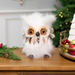 NORTHLIGHT Woodland Feathery Owl Christmas Tabletop Figure - 7