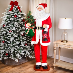 NORTHLIGHT Animated And Musical Commercial Size Dancing Santa Christmas Figure - 6'