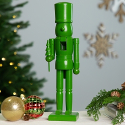 NORTHLIGHT Nutcracker Soldier With Tree Christmas Figure - 15" - In Green