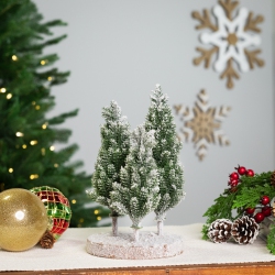 NORTHLIGHT Frosted Trio Of Pine Trees Christmas Decoration - 8" - Unlit