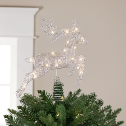 NORTHLIGHT Led Lighted Reindeer Christmas Tree Topper - 13" - Silver - Warm Lights In White