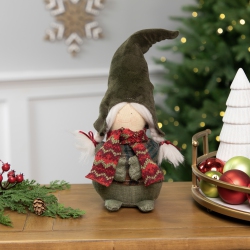 NORTHLIGHT Gnome Girl With Plaid Outfit Christmas Figurine - 12.5