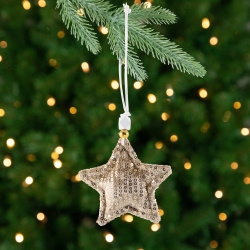 NORTHLIGHT Sequin Stars And Trees Plush Christmas Ornaments - 4" - - Set Of 4 In Gold
